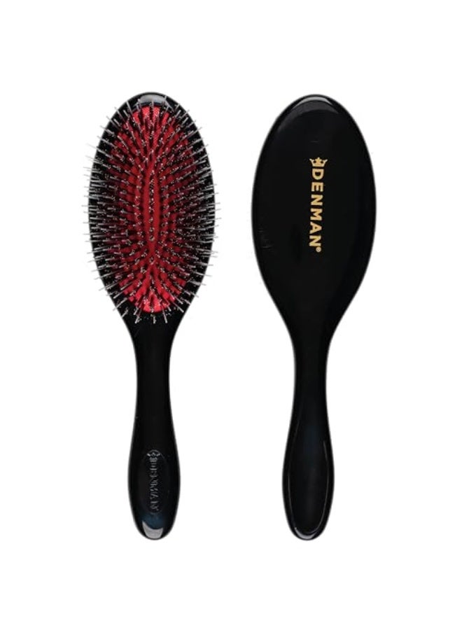 DENMAN فرشاة شعر دينمان من شعر الخنزير لتعزيز اللمعان والتنعيم لأساليب الشعر المربوط وتحديد التجاعيد وفك التشابك D81M بفرشاة شعر طبيعية لجميع أنواع الشعر للنساء والرجال