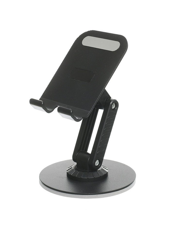 Generic - Phone Stand with 360° Rotation, One-Hand Operation, Dual Pole Support, and Ultra-Stable Design – No Shaking, Perfect for Hands-Free Viewing and Typing - Black - Image 1