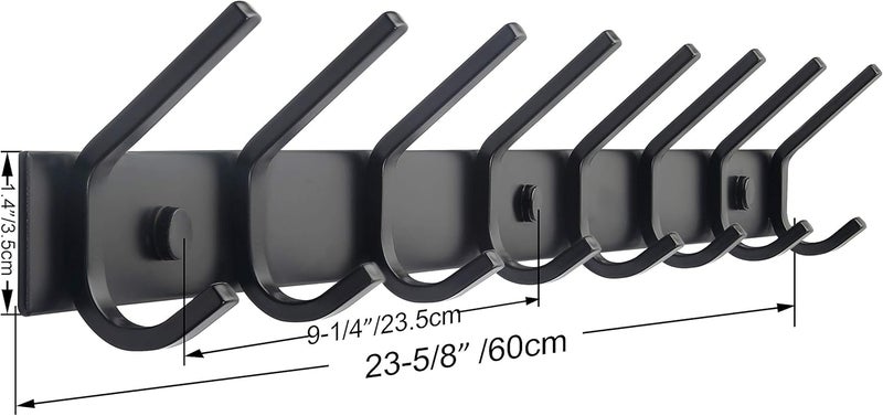 WEBI Coat Rack Wall Mounted,8 Hooks for Hanging Coats,Hook Rack Hook Rail Coat Hanger Wall Mount for Backpack,Clothes,Jacket,Black,2 Packs - Image 2