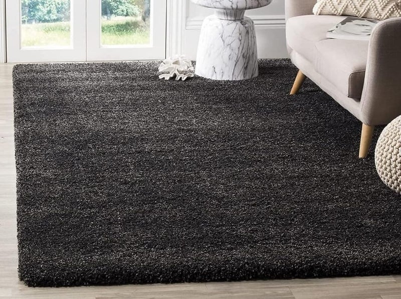 ENIGMATIC Soft Washable Anti Skid Shaggy Carpet – Fluffy Carpet for Living Room & Bedroom, Premium High Pile Rug (5x8 feet, Black) - Image 1