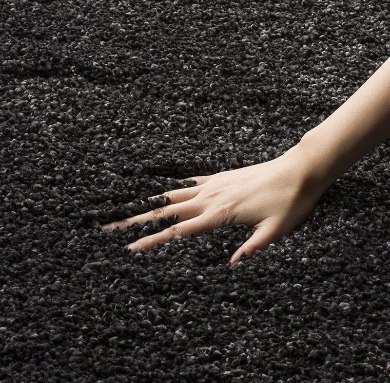ENIGMATIC Soft Washable Anti Skid Shaggy Carpet – Fluffy Carpet for Living Room & Bedroom, Premium High Pile Rug (5x8 feet, Black) - Image 4