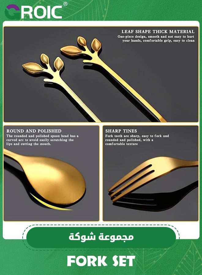 GROIC 10pcs Coffee Spoon Dessert Forks, Espresso Spoons Fruit Forks, Stainless Steel Mini Creative Tableware for Sugar, Cake, Ice Cream - Image 3