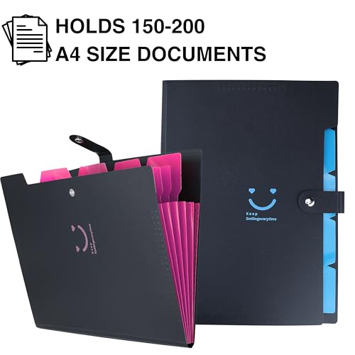 SPS 5 Pocket Expanding File Folder Smile Design - Fits A4 & Letter Size Document Organizer, Accordion File Folders, File Holder for Office, School & Home Use (Pack of 2) - Image 5
