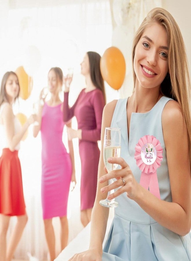 دبوس شارة يونيكورن من الصفيح، دبوس يونيكورن أفضل عمة على الإطلاق، زر كشف جنس المولود للنساء، شريط جائزة وردي اللون للعمة المنتظرة، هدايا تذكارية لحفل استقبال مولود جديد بتصميم يونيكورن مزين بالزهور - Image 4