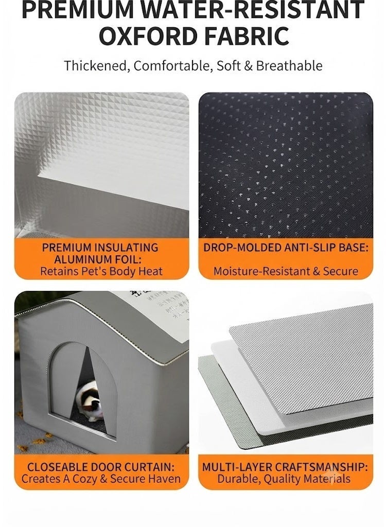 Cat Shelter - Animal Tent Bed with Raised Floor and Mat |Cats Home Weatherproof, Foldable Insulated Warm Pet Kitten Nest Cave for Patio Backyard, 42x42x42cm - Image 4