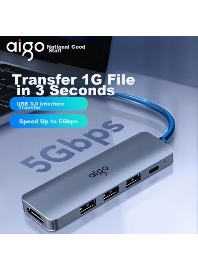 Aigo Type-c Expansion Dock, Usb3.0 Hub, Hdmi Adapter, 4k60hz Ultra Hd, Laptop Expansion Dock Converter, Pd100w Fast Charging, T05-h1plus - Image 3