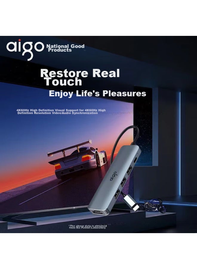 Aigo Type-c Expansion Dock, Usb3.0 Hub, Hdmi Adapter, 4k60hz Ultra Hd, Laptop Expansion Dock Converter, Pd100w Fast Charging, T05-h1plus - Image 1