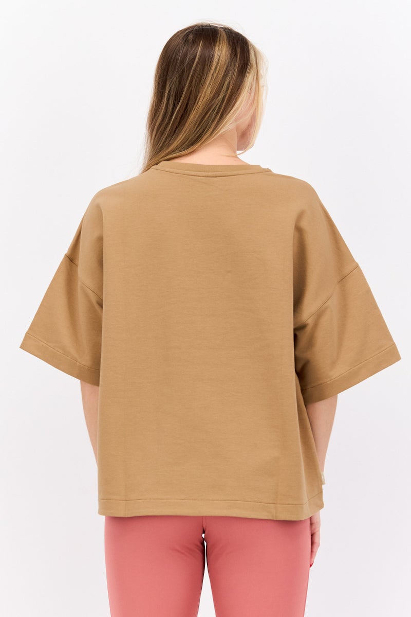 PUMA Women Sportswear Fit Short Sleeve Outdoor Top, Tan  - Image 3