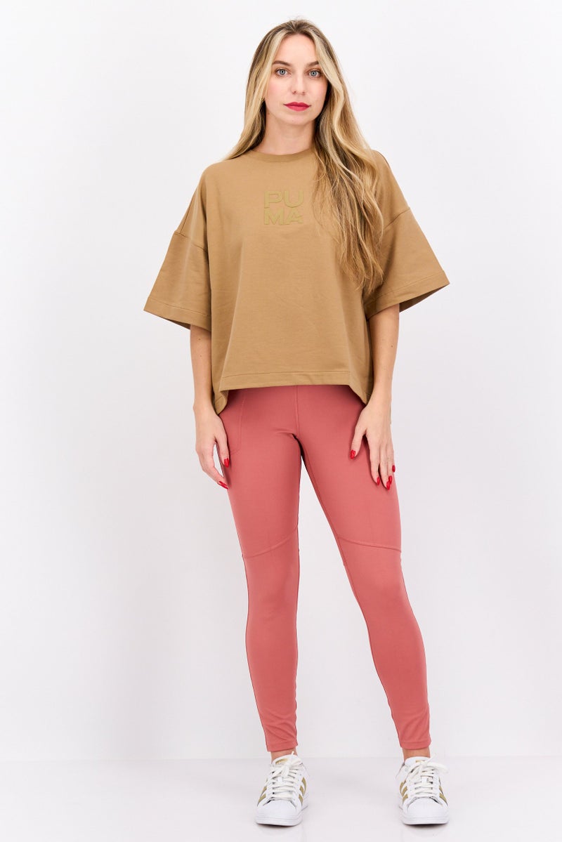 PUMA Women Sportswear Fit Short Sleeve Outdoor Top, Tan  - Image 4