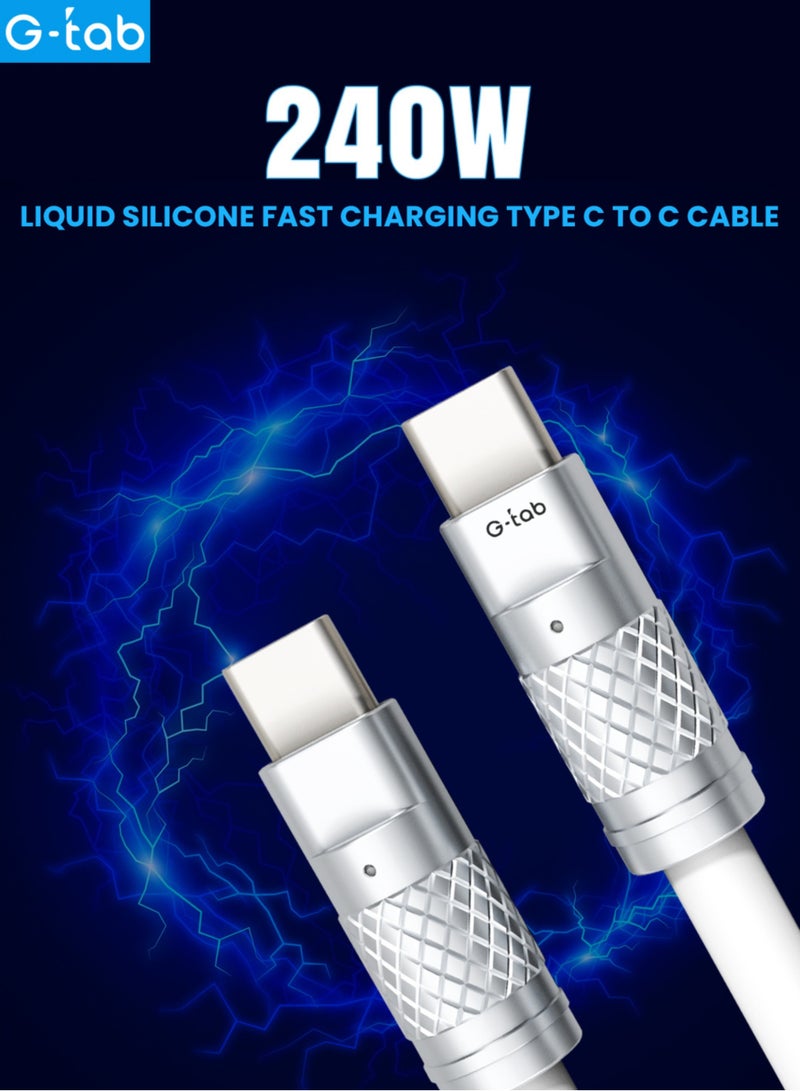 G-Tab GTCC03, 12A, 240W Fast Charging Liquid Silicone USB Type -C to C Cable for Laptop/iPhone/Android Phone/Samsung - Image 4