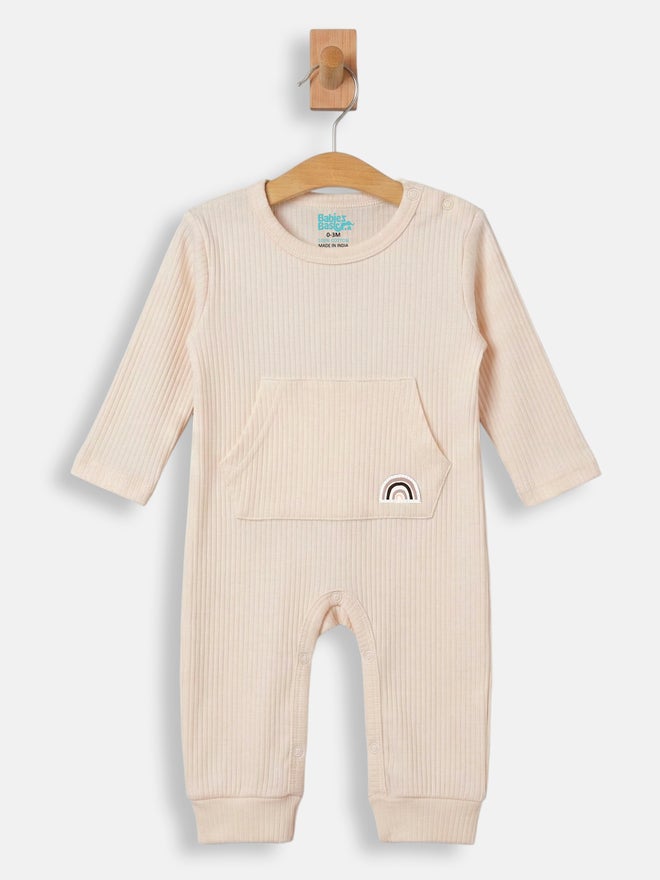 Babies Basic Premium Ribbed Cotton Sleepsuit Romper with Cap and Bib - Image 4