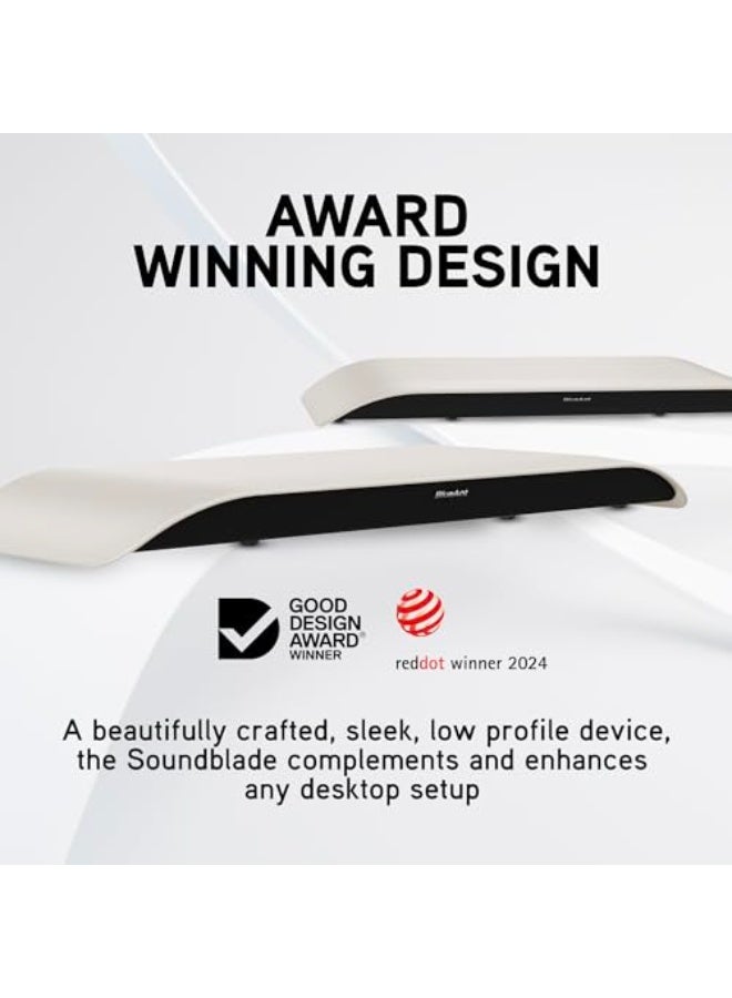BlueAnt Soundblade Desktop Soundbar | Wireless Bluetooth Under Monitor HiFi Audio, Mini-Cinema Experience, Sleek Low-Profile Design, for Gamers, Music & Movie Lovers - White - Image 5