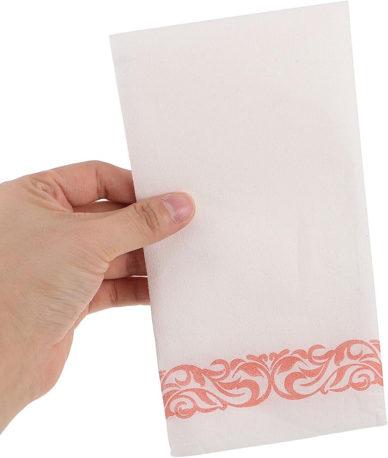 Cabilock Rose Gold Disposable Wedding Party Napkins, 50 Sheets Printed Folded Dinner Hand Towels for Wedding Banquets and Party Table Decor - Image 4