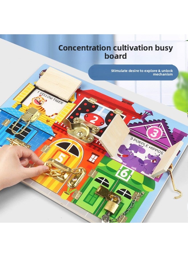 Children's Door Latch Unlock Busy Board House Door Opening Board Baby Early Education Educational Unlocking Busy Board Toy-Color:Music Busy Block  - Image 5