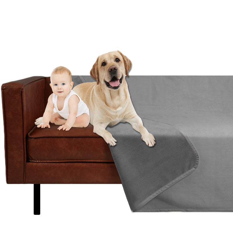 Ameritex Pet Bed Blanket Reversible 100% Waterproof Velvet Super Soft for Sofa and Bed (52x82 Inches, Light Grey+Grey) - Image 2