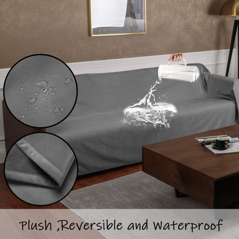 Ameritex Pet Bed Blanket Reversible 100% Waterproof Velvet Super Soft for Sofa and Bed (52x82 Inches, Light Grey+Grey) - Image 4