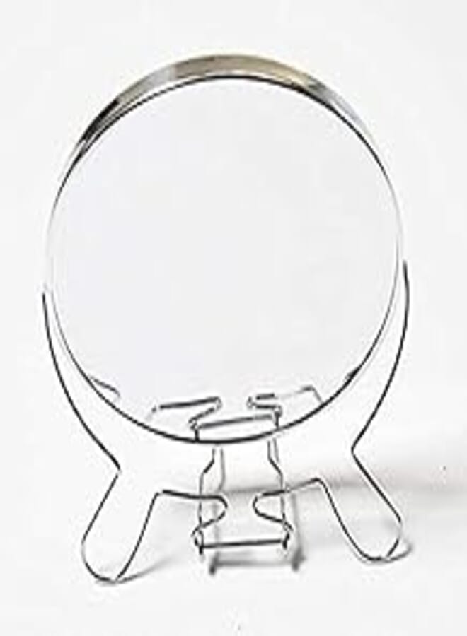 Double Sided Mirror Round On Stand Steel (16cm) 
