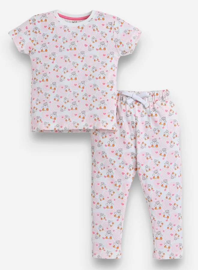 victor and jane All-Over Printed Cotton T-Shirt and Pyjama Set
