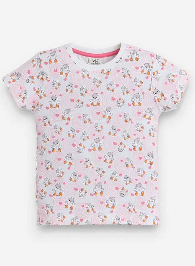 victor and jane All-Over Printed Cotton T-Shirt and Pyjama Set
