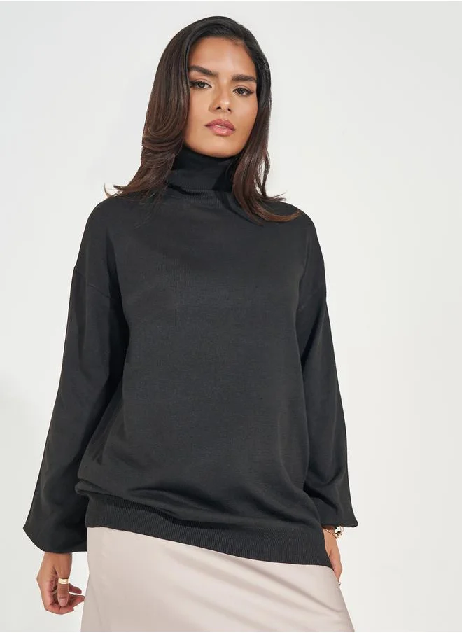 Styli Oversized Longline Turtle Neck Sweater
