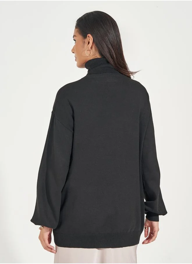 Styli Oversized Longline Turtle Neck Sweater