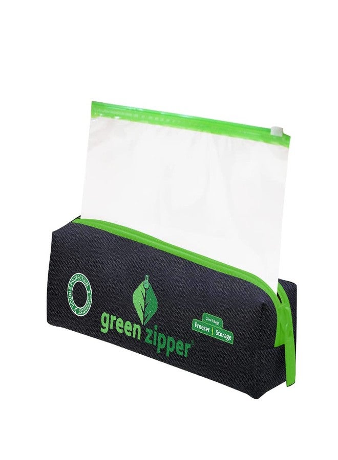 GREEN ZIPPER أكياس تخزين الطعام بالتجميد بسحاب أخضر، 15 كيسًا في علبة واحدة، آمنة للاستخدام في الميكروويف، قابلة لإعادة الاستخدام، قابلة للغسل، شفافة وخالية من مادة BPA (عبوة صغيرة من قطعتين) (بلاستيك) - Image 1