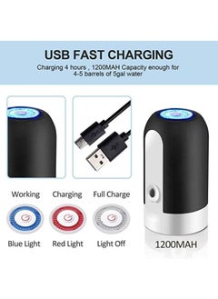ماركة غير محددة مضخة زجاجة مياه وموزع زجاجة مياه سعة 5 جالون بشحن USB مضخة محمولة مع مفتاح زجاجة مياه (أسود)  - Image 4