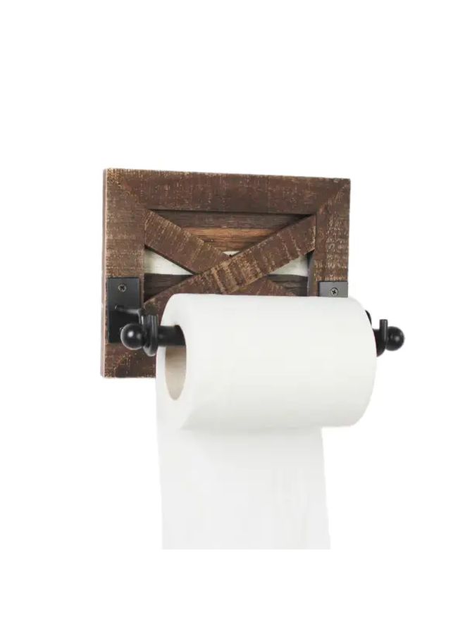 Light Brown Wall Mounted Toilet Paper Holder Bathroom Tissue Storage Rack Home Organizer - Image 1