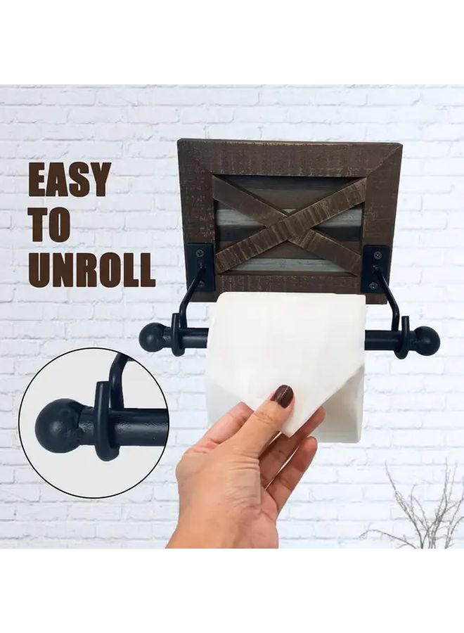 Light Brown Wall Mounted Toilet Paper Holder Bathroom Tissue Storage Rack Home Organizer - Image 2