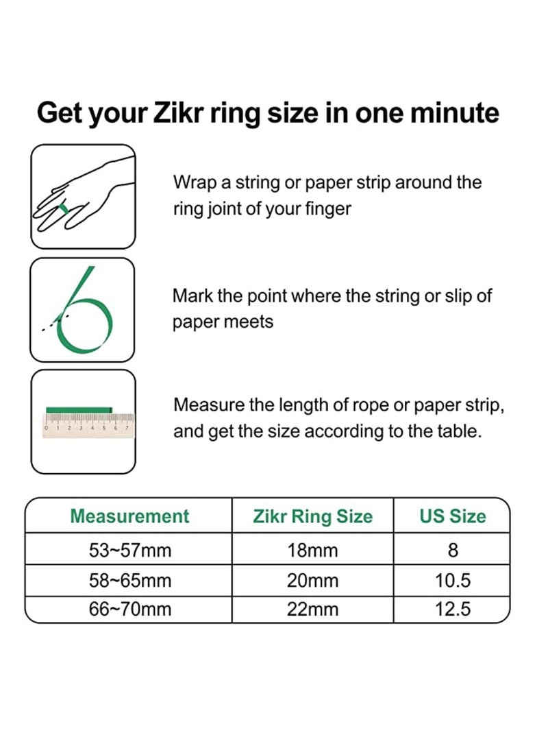 iQIBLA Smart Tasbih Zikr Ring OLED Display Powerful Battery Backup Smart Ring App Operated Tasbih Counter Prayer Reminder Technology Plastic 5 Prayer Time Reminders iQibla Smart Zikr Ring 20MM Black-Grey - Image 2