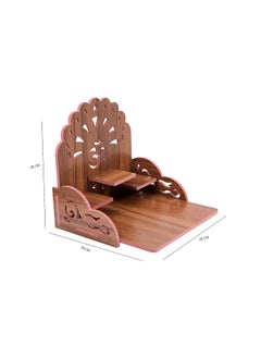 GLOBCRATE GLOBCRATE Wooden Mini Temple for Home and Offfice Wall Mounted Hanging Pooja Mandir Decoration Shelf Cabinet for Temple Wooden Color  - Image 5