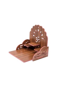 GLOBCRATE GLOBCRATE Wooden Mini Temple for Home and Offfice Wall Mounted Hanging Pooja Mandir Decoration Shelf Cabinet for Temple Wooden Color  - Image 4
