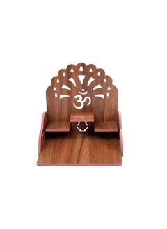 GLOBCRATE GLOBCRATE Wooden Mini Temple for Home and Offfice Wall Mounted Hanging Pooja Mandir Decoration Shelf Cabinet for Temple Wooden Color  - Image 2