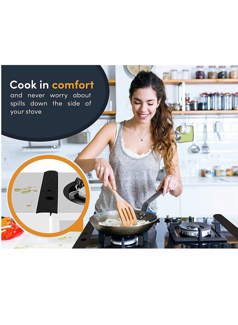 نيبمينينت Silicone Stove Gap Covers (2 Pack), Heat Resistant Oven Filler Seals Gaps Between Stovetop and Counter, Easy to Clean (25”) - Image 2
