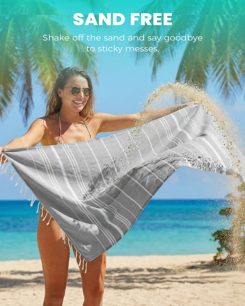 Antfuny Turkish Beach Towels Quick Dry Sand Free Soft Absorbent Extra Large Xl Big Blanket Adult Oversized Bath Pool Swim Towel Lightweight Thin Fast Drying Compact No Sand Packable Vacation Essentials - Image 3