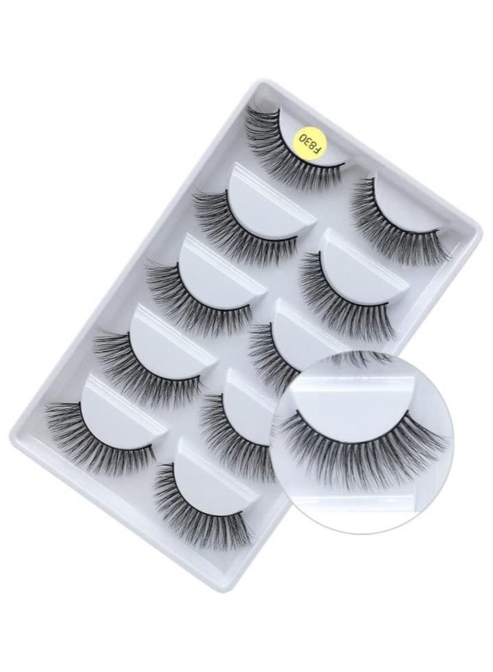 Generic ORiTi False Eyelashes, 5 Pairs 3D Natural Fluffy false Lashes, Hand-made Dramatic Thick Crossed Cluster false Eye Lashes,Reusable Soft Long Lashes Pack for Makeup (F830)  - Image 1