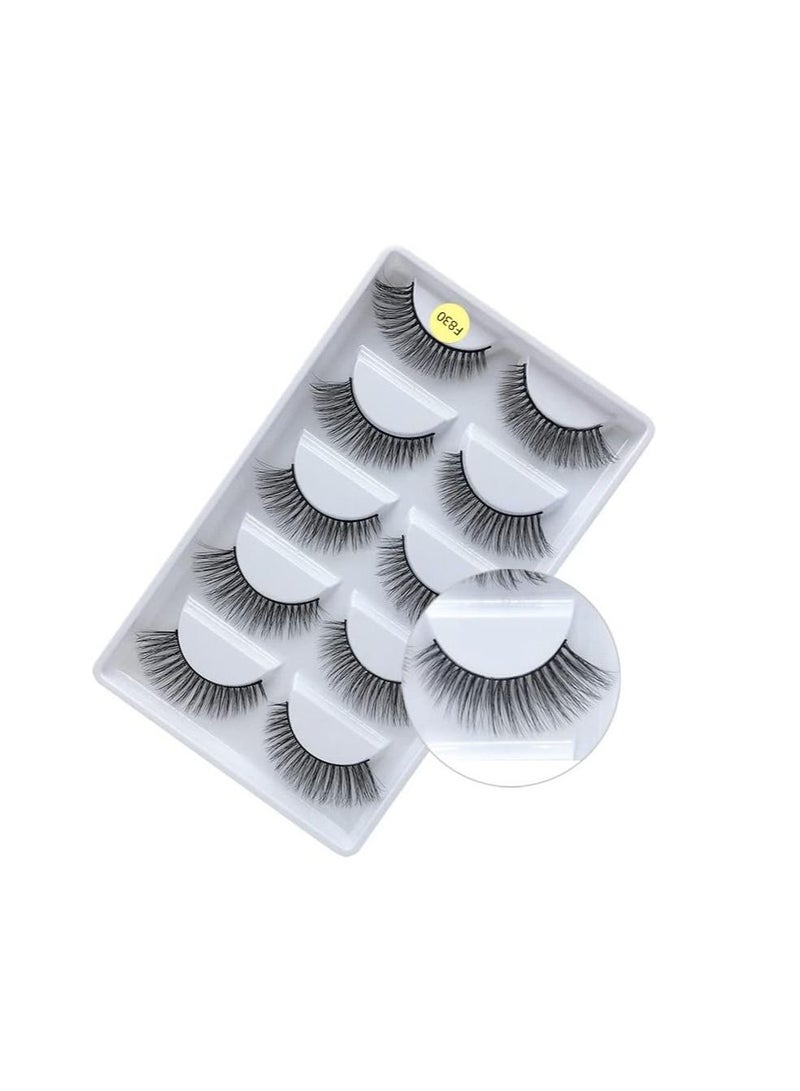 Generic ORiTi False Eyelashes, 5 Pairs 3D Natural Fluffy false Lashes, Hand-made Dramatic Thick Crossed Cluster false Eye Lashes,Reusable Soft Long Lashes Pack for Makeup (F830)  - Image 2