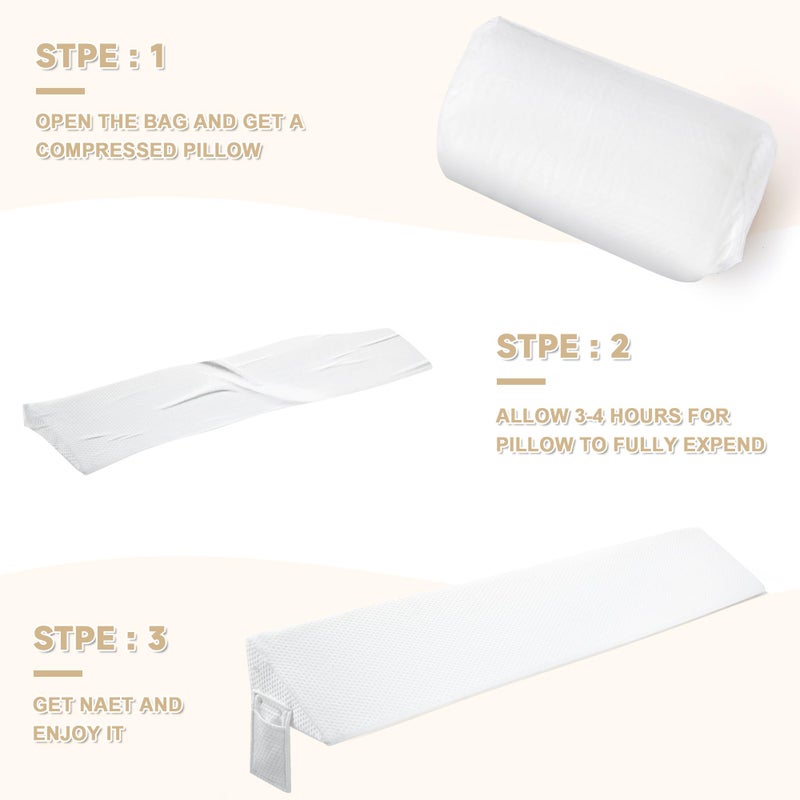 IFNOW Queen Size(60"x6"x10") Bed Wedge Pillow for Headboard, Mattress Gap Filler(0-8"), Bed Wedge for Gap Between Your Headboard and Mattress White - Image 5