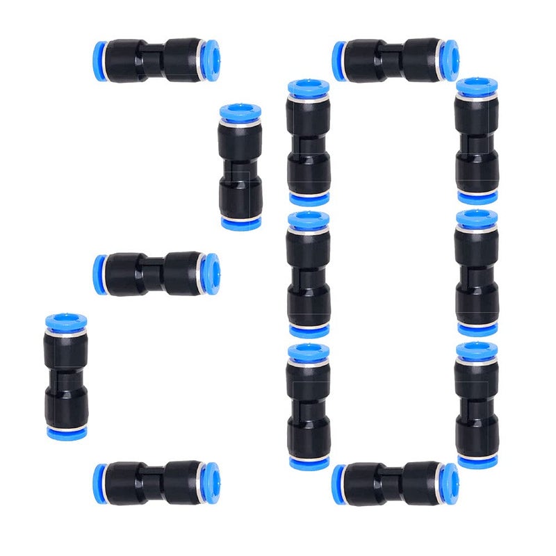 Beduan Push To Connect Fitting  6Mm Tube Od Pneumatic Quick Adapter Tubing Air Hose Line Pipe Fitting 20Pcs For 1/4"" Tube Od - Image 1