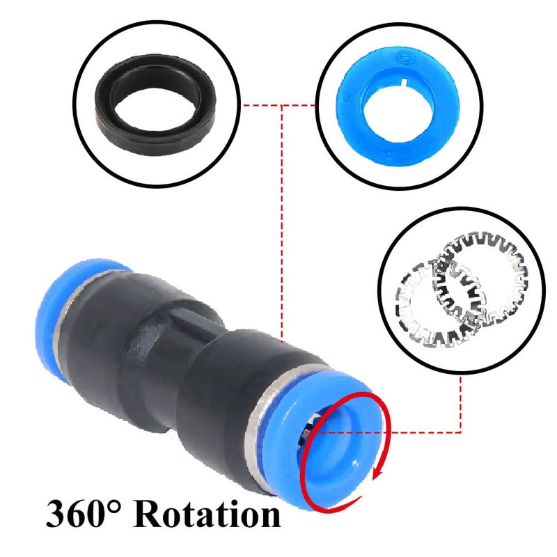 Beduan Push To Connect Fitting  6Mm Tube Od Pneumatic Quick Adapter Tubing Air Hose Line Pipe Fitting 20Pcs For 1/4"" Tube Od - Image 5