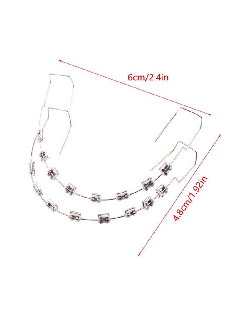 هالونهي زخارف أسنان مؤقتة بأسلاك معدنية، وأقواس معدنية، وأربطة تقويم أسنان، وأدوات لشرح تقويم الأسنان، وأدوات لطلاب طب الأسنان للتدرب (أسود) - Image 2