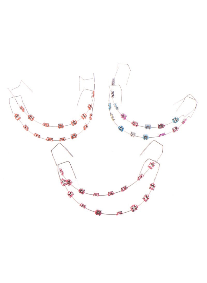 هالونهي زخارف أسنان مؤقتة بأسلاك معدنية، وأقواس معدنية، وأربطة تقويم أسنان، وأدوات لشرح تقويم الأسنان، وأدوات لطلاب طب الأسنان للتدرب (أسود) - Image 5