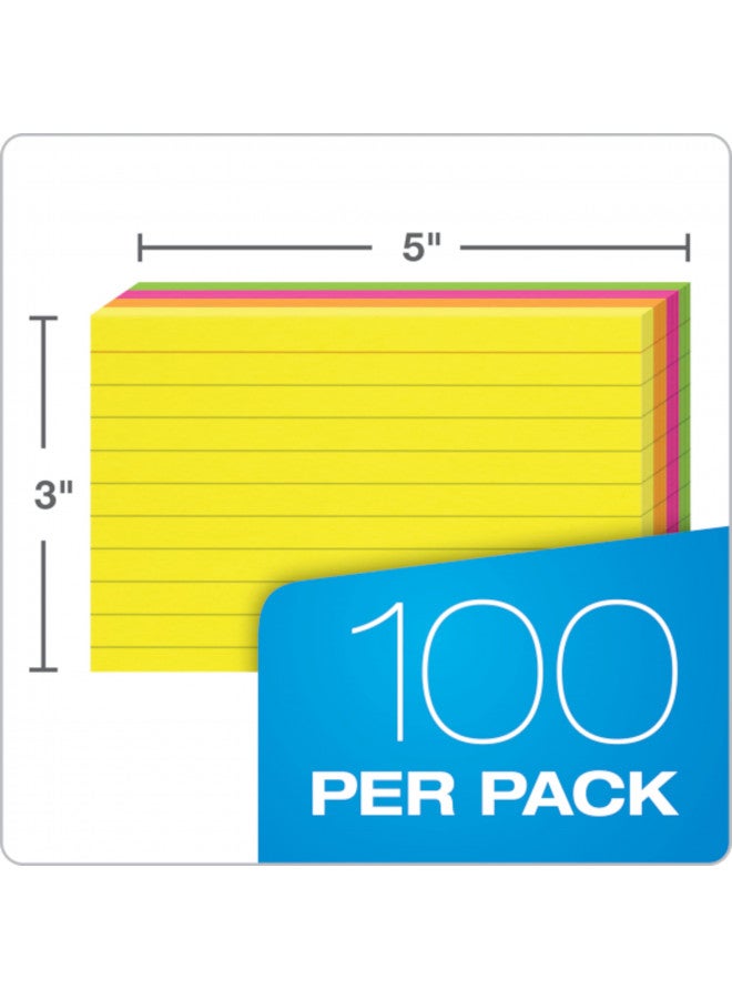 Oxford Neon Index Cards, 3" x 5", Ruled, Assorted Colors, 300 Per Pack (81300EE) - Image 3