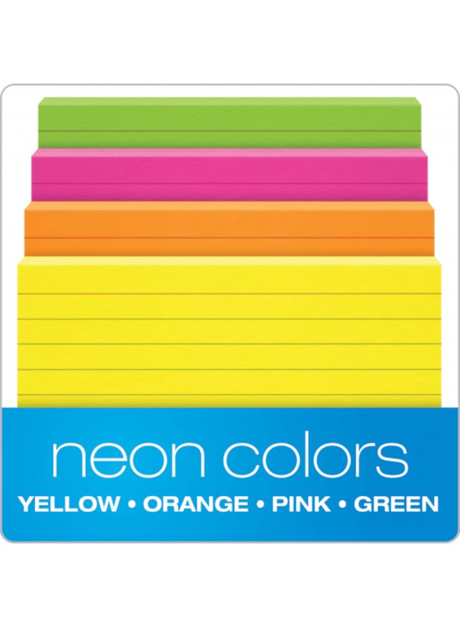 Oxford Neon Index Cards, 3" x 5", Ruled, Assorted Colors, 300 Per Pack (81300EE) - Image 4