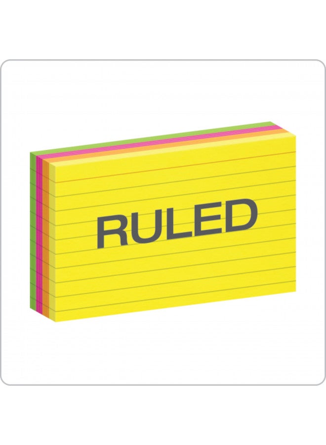 Oxford Neon Index Cards, 3" x 5", Ruled, Assorted Colors, 300 Per Pack (81300EE) - Image 2