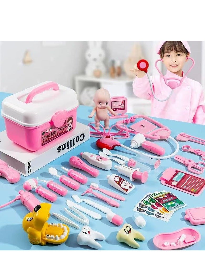Joshberg 65 Pieces Kids Doctor Kit Pretend Play Toys with Working Stethoscope and Coat Carry Case,Medical Role Play Educational Toy,Doctor Playset for Boys Girls Ages 3+  - Image 2