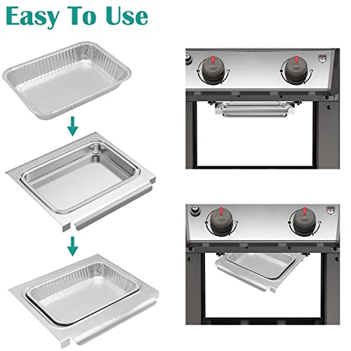 EasiBBQ 67047 Catch Pan Holder with Aluminum Drip Pans for Weber Spirit I&II 200/300 Series, Drip Tray for Genesis II LX200/300 Series, Grease Cup/Tray Replacement Part for Weber 67047 83156 6415 - Image 5