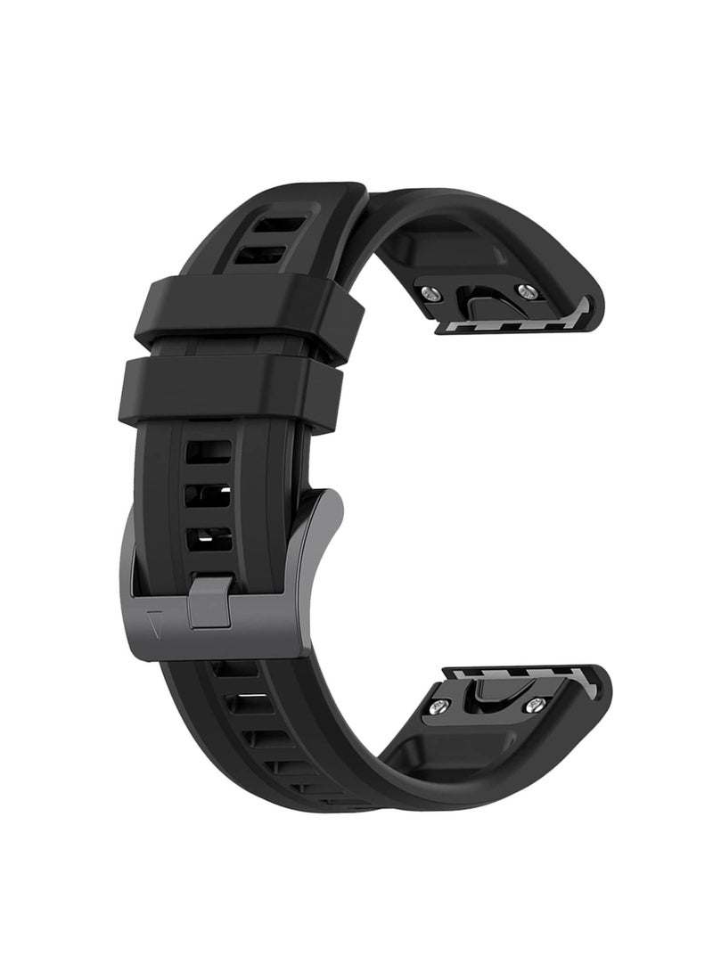 Sport Silicone Replacement Bands Strap 26mm Compatible with Garmin Fenix 7X/Fenix 7X Solar/Fenix 6X/Fenix 6X Pro/Fenix 6X Sapphire/Fenix 5X Sapphire/Fenix 5X Puls (Black) - Image 2