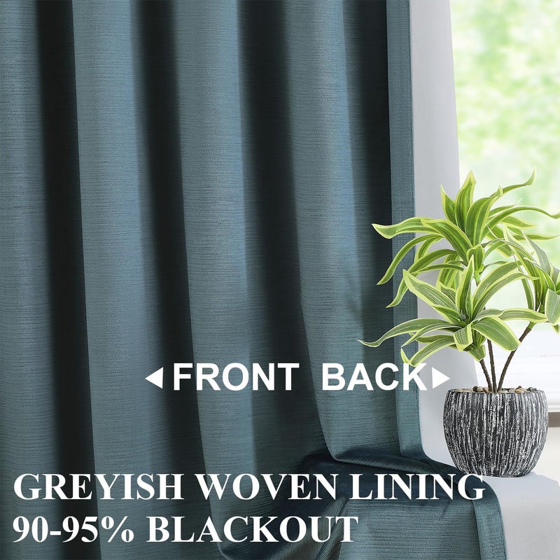 Vision Home Blue Velvet Pinch Pleated Blackout Curtains 95% Room Darkening Window Curtains 95 inch for Living Room Bedroom Thermal Insulated Back Tab Velvet Drapes Pin Hooks 40" Wx95 Lx2,Storm Blue - Image 2