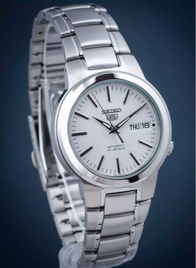 سيكو 5 Sports Automatic Men’s Watch SNKA01K1, 37 mm White Dial, Stainless Steel Case & Bracelet, 30 m WR - Image 1